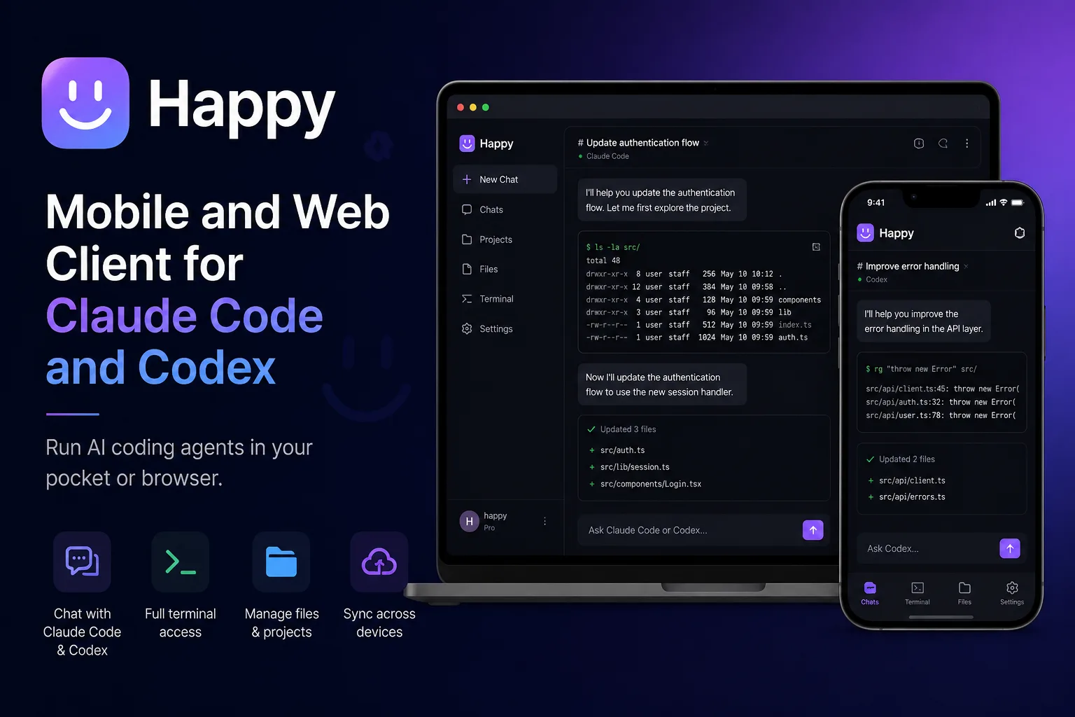 Happy - Mobile and Web Client for Claude Code and Codex